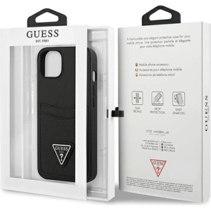 Hurtownia GSM - Etui Guess GUHCP13SPSATPK Apple iPhone 13 mini czarny/black hardcase SaffianoTriangle Logo Cardslot - GUE1870BLK - {ean13} - Hurt