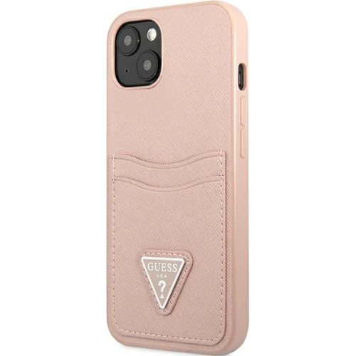 Etui Guess GUHCP13SPSATPP Apple iPhone 13 mini różowy/pink hardcase SaffianoTriangle Logo Cardslot