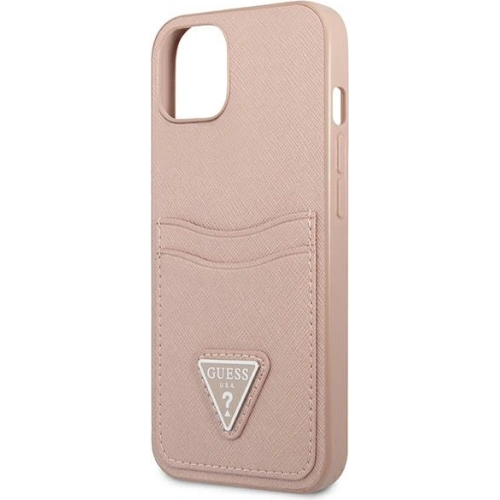 Etui Guess GUHCP13SPSATPP Apple iPhone 13 mini różowy/pink hardcase SaffianoTriangle Logo Cardslot