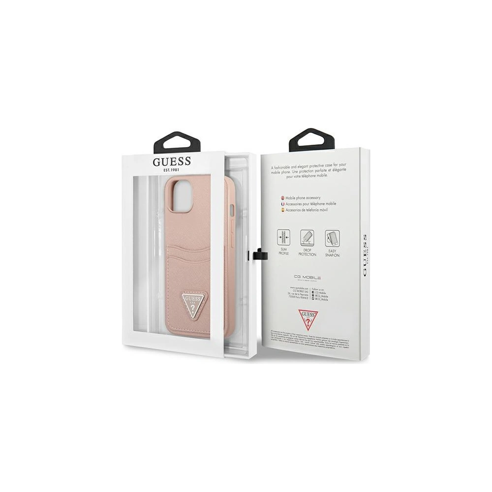 Hurtownia GSM - Hülle Guess GUHCP13SPSATPP Apple iPhone 13 mini rosa/pink Hardcase SaffianoTriangle Logo Kartenfach - GUE1871PNK - {ean13} - Hurt