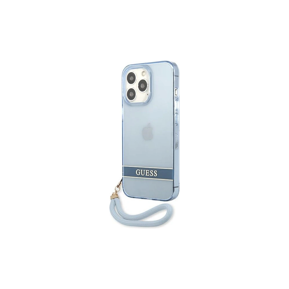 Wholesale Guess GUHCP13XHTSGSB Apple iPhone 13 Pro Max blue hardcase Translucent Stap - GUE1873BLU - {ean13} - Hurt