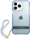 Wholesale Guess GUHCP13XHTSGSB Apple iPhone 13 Pro Max blue hardcase Translucent Stap - GUE1873BLU - {ean13} - Hurt