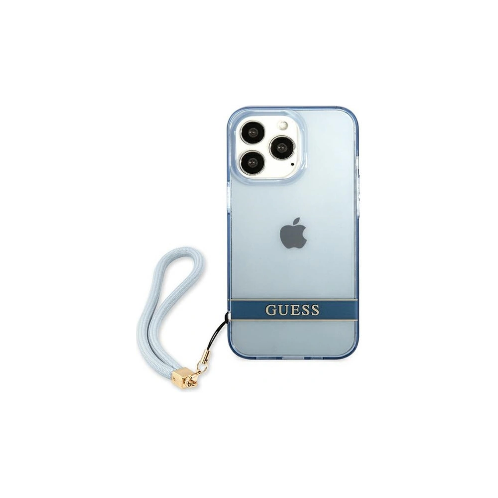 Wholesale Guess GUHCP13XHTSGSB Apple iPhone 13 Pro Max blue hardcase Translucent Stap - GUE1873BLU - {ean13} - Hurt