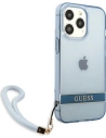 Wholesale Guess GUHCP13XHTSGSB Apple iPhone 13 Pro Max blue hardcase Translucent Stap - GUE1873BLU - {ean13} - Hurt
