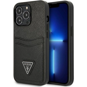 Hurtownia GSM - Etui Guess GUHCP13XPSATPK Apple iPhone 13 Pro Max czarny/black hardcase SaffianoTriangle Logo Cardslot - GUE1874BLK - {ean13} - Hurt
