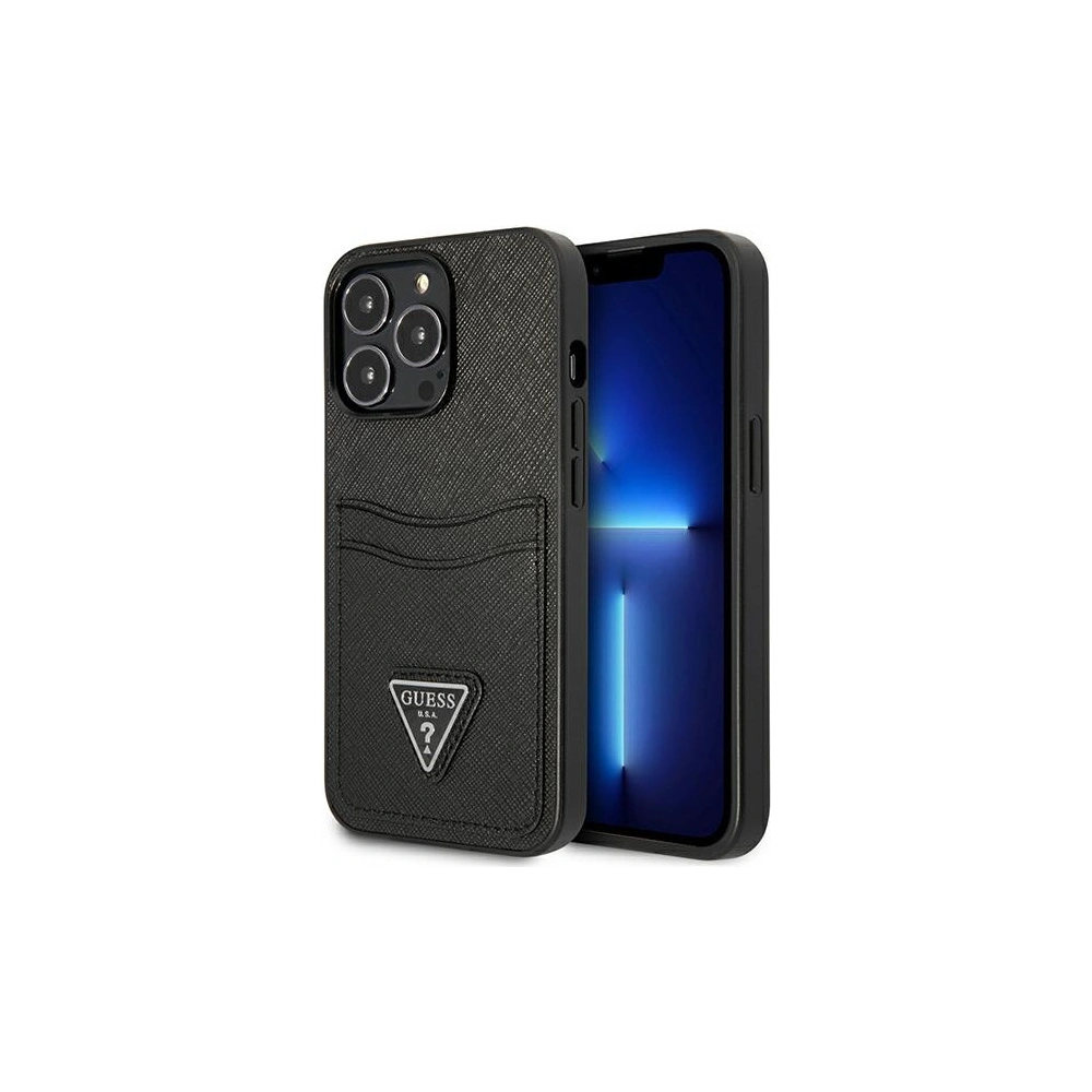 Hurtownia GSM - Etui Guess GUHCP13XPSATPK Apple iPhone 13 Pro Max czarny/black hardcase SaffianoTriangle Logo Cardslot - GUE1874BLK - {ean13} - Hurt