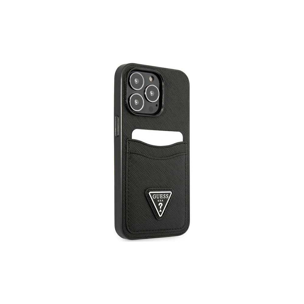 Wholesale Guess GUHCP13XPSATPK Apple iPhone 13 Pro Max black hardcase SaffianoTriangle Logo Cardslot - GUE1874BLK - {ean13} - Hurt