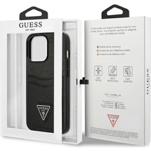 Hurtownia GSM - Etui Guess GUHCP13XPSATPK Apple iPhone 13 Pro Max czarny/black hardcase SaffianoTriangle Logo Cardslot - GUE1874BLK - {ean13} - Hurt