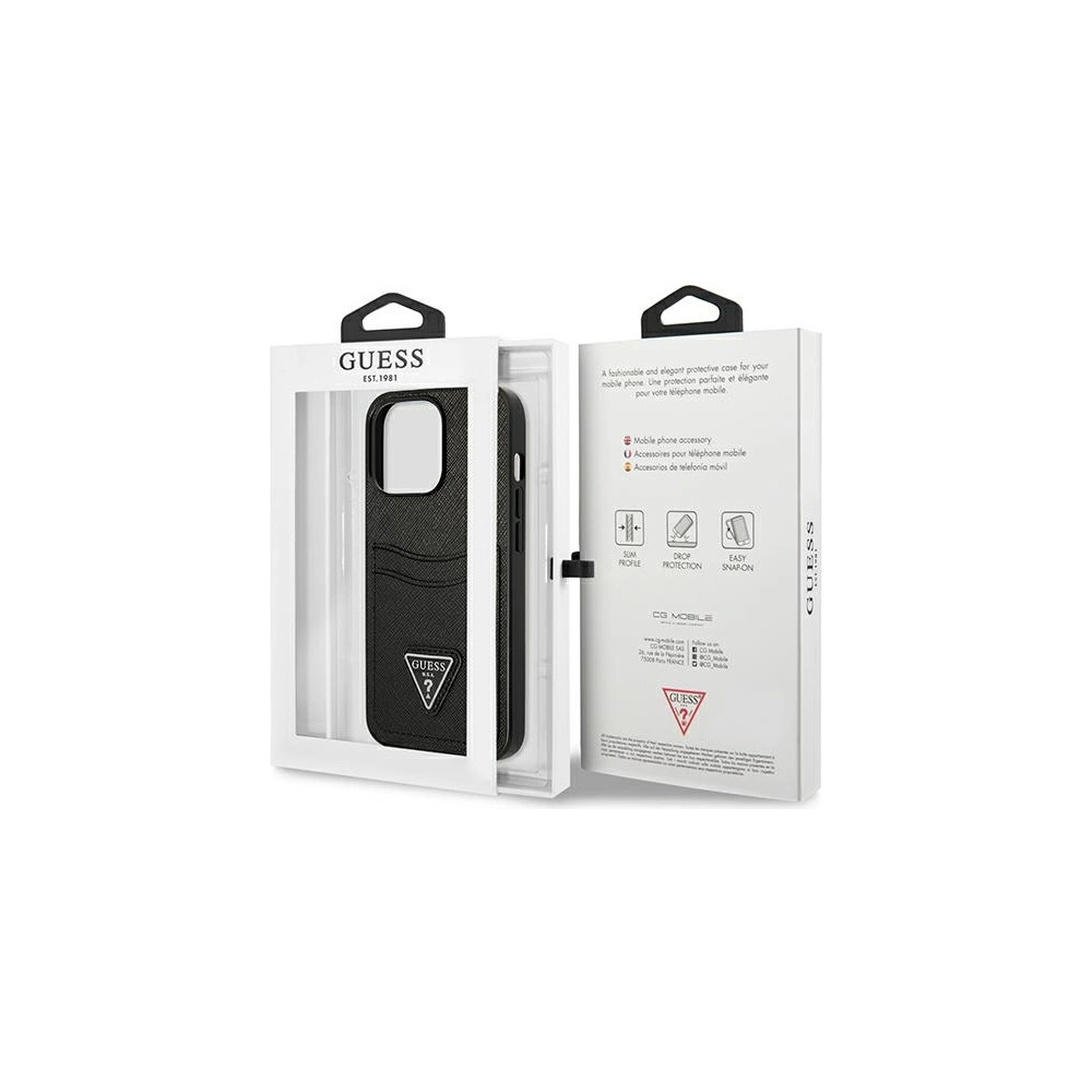 Hurtownia GSM - Etui Guess GUHCP13XPSATPK Apple iPhone 13 Pro Max černý/black hardcase SaffianoTriangle Logo Cardslot - GUE1874BLK - {ean13} - Hurt