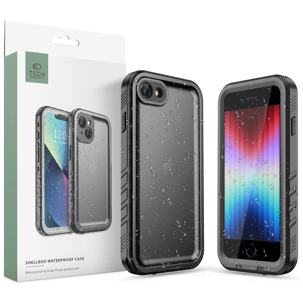 Hurtownia GSM - Vodotěsné pouzdro Tech-Protect Shellbox IP68 Apple iPhone SE 2022/SE 2020/8/7 Černé - THP1226BLK - {ean13} - Hurt