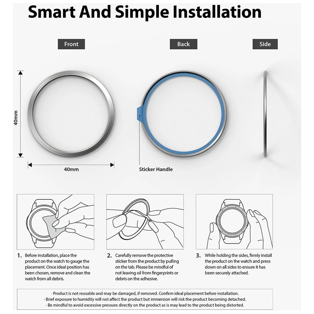 Hurtownia GSM - Nakládka Ringke Bezel Styling Samsung Galaxy Watch 5/4 40mm nerezová ocel 40-01 Stříbrná - RGK1617SSLV - {ean13} - Hurt