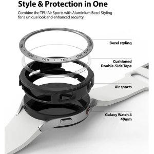 Wholesale Ringke Bezel Styling 40-01 + Ringke Air Sports Samsung Galaxy Watch 4 40mm Black/Silver - RGK1620BLKSLV - {ean13} - Hurt