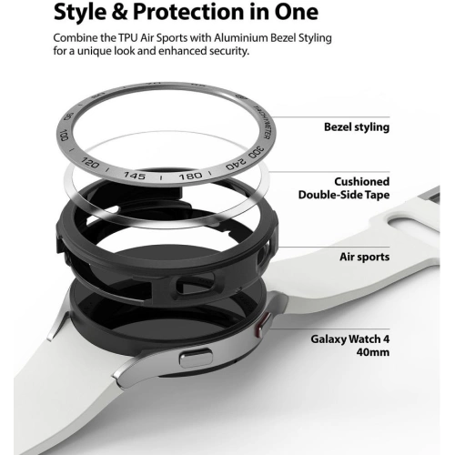 Nakładka Ringke Bezel Styling 40-01 + etui Ringke Air Sports Samsung Galaxy Watch 4 40mm Black/Silver