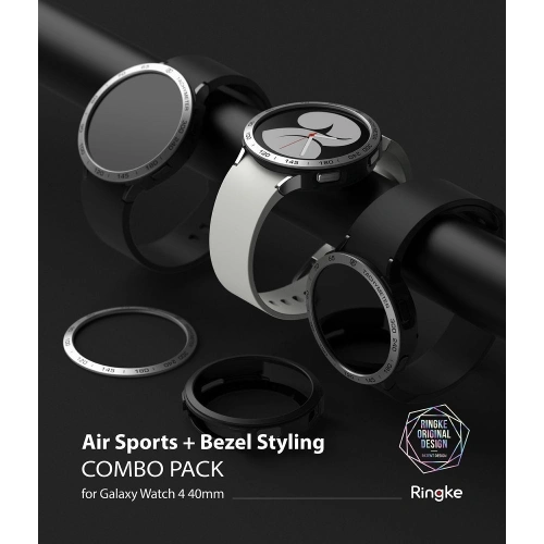 Nakładka Ringke Bezel Styling 40-01 + etui Ringke Air Sports Samsung Galaxy Watch 4 40mm Black/Silver