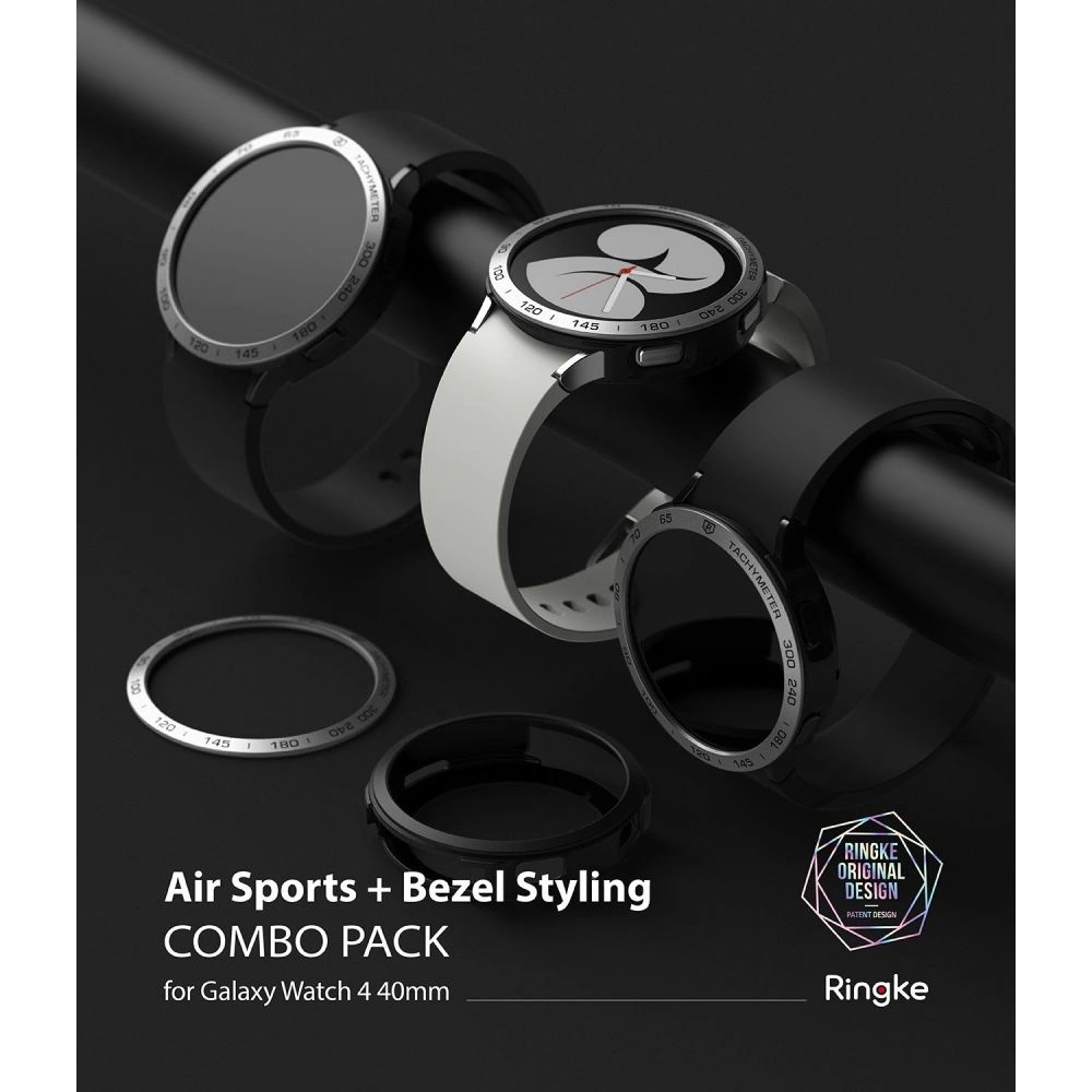 Hurtownia GSM - Nakládka Ringke Bezel Styling 40-01 + pouzdro Ringke Air Sports Samsung Galaxy Watch 4 40mm Černá/Stříbrná - RGK1620BLKSLV - {ean13} - Hurt