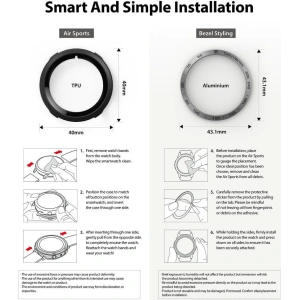 Wholesale Ringke Bezel Styling 40-01 + Ringke Air Sports Samsung Galaxy Watch 4 40mm Black/Silver - RGK1620BLKSLV - {ean13} - Hurt
