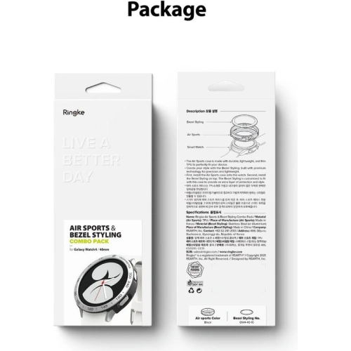Nakładka Ringke Bezel Styling 40-01 + etui Ringke Air Sports Samsung Galaxy Watch 4 40mm Black/Silver