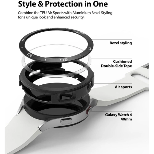 Nakładka Ringke Bezel Styling 40-02 + etui Ringke Air Sports Samsung Galaxy Watch 4 40mm Black