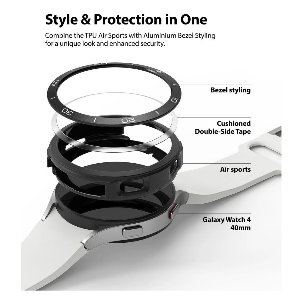 Wholesale Ringke Bezel Styling 40-02 + Ringke Air Sports Samsung Galaxy Watch 4 40mm Black - RGK1621BLK - {ean13} - Hurt