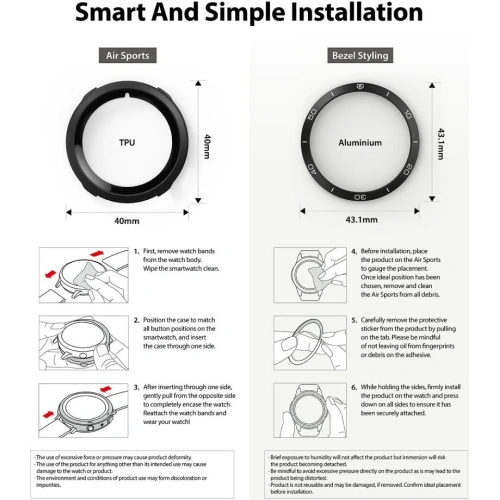 Nakładka Ringke Bezel Styling 40-02 + etui Ringke Air Sports Samsung Galaxy Watch 4 40mm Black