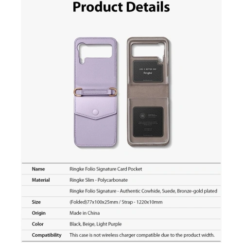 Etui Ringke Folio Signature Card Pocket Samsung Galaxy Z Flip 3 Light Purple