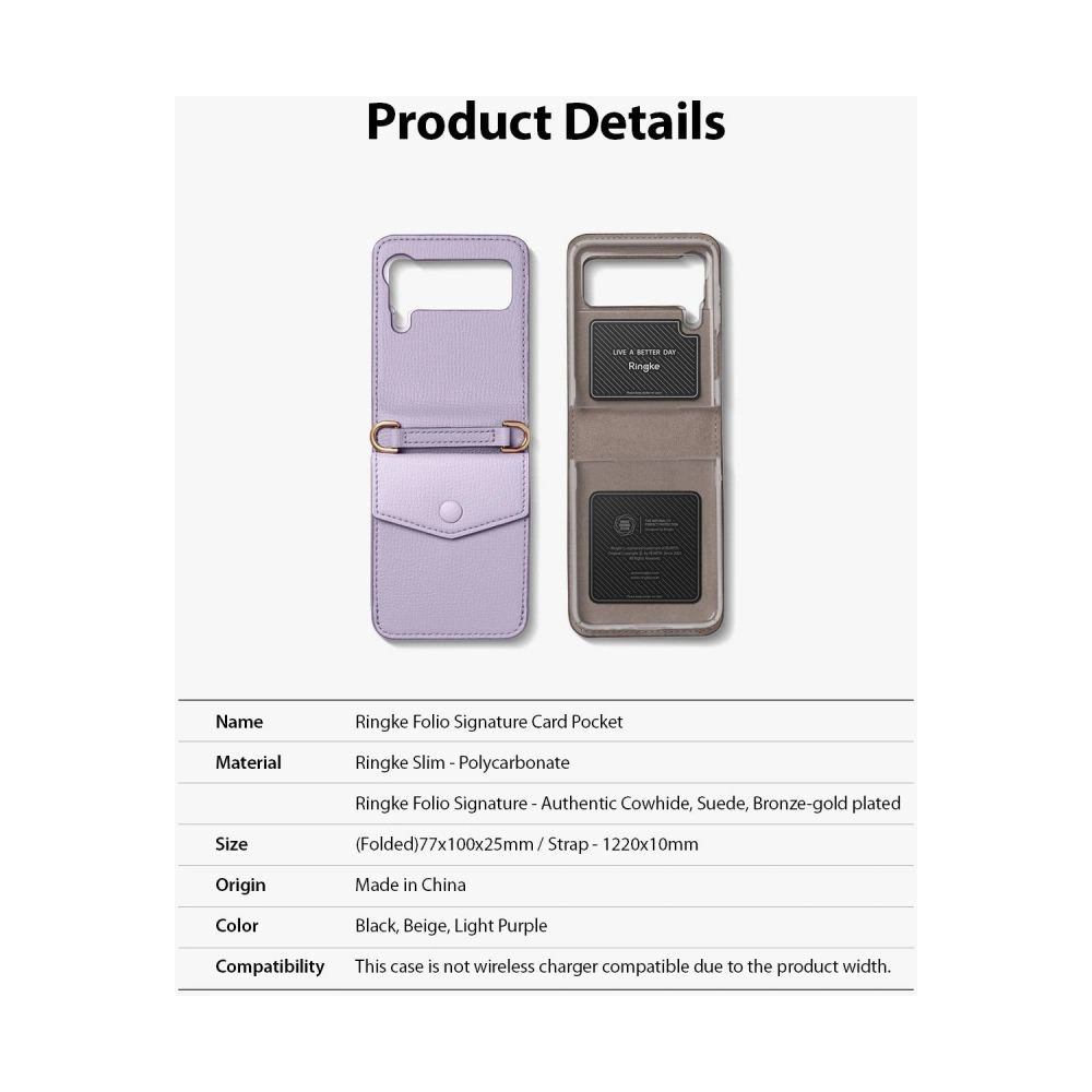 Hurtownia GSM - Etui Ringke Folio Signature Card Pocket Samsung Galaxy Z Flip 3 Světle fialová - RGK1623PRP - {ean13} - Hurt