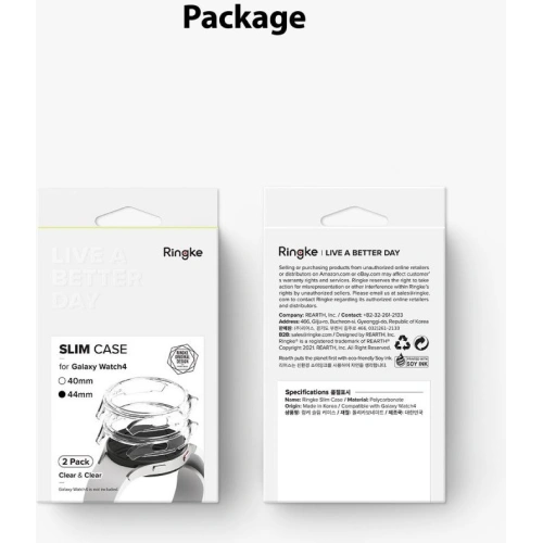 Etui Ringke Slim Samsung Galaxy Watch 4 44mm Clear + Black [2 PACK]