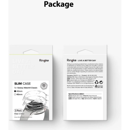 Etui Ringke Slim Samsung Galaxy Watch 4 Classic 42mm Clear + Black [2 PACK]