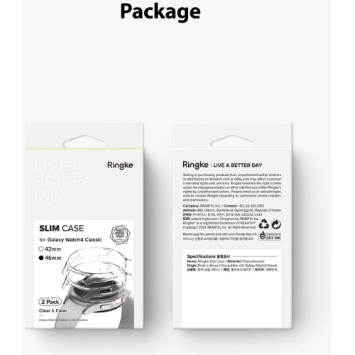 Etui Ringke Slim Samsung Galaxy Watch 4 Classic 46mm Clear + Black [2 PACK]