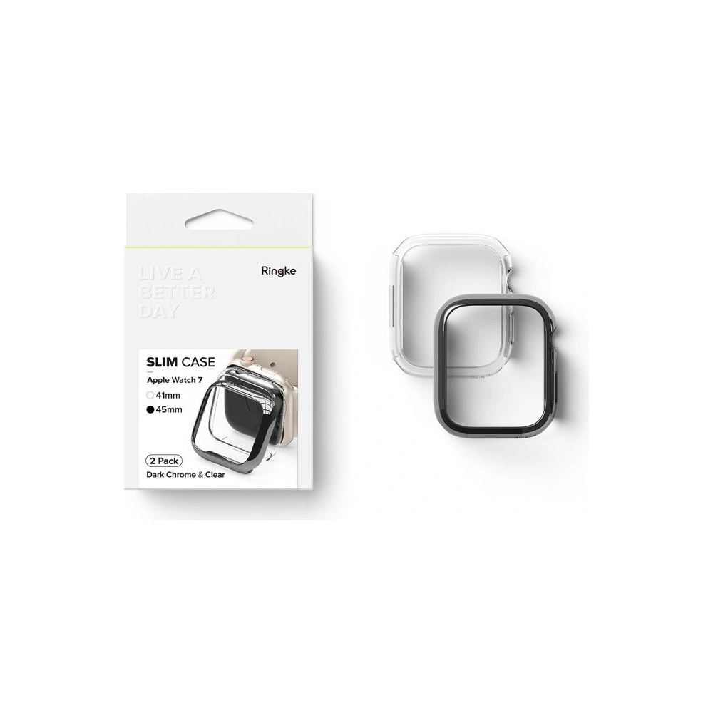 Hurtownia GSM - Etui Ringke Slim Apple Watch 4/5/6/7/8/9/SE 44/45mm Clear + Dark Chrome [2 PACK] - RGK1631CLCHR - {ean13} - Hurt