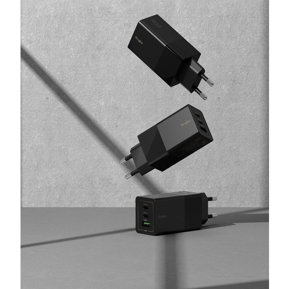 Hurtownia GSM - Síťová nabíječka Ringke Charger GaN 3-port 65W černá - RGK1641BLK - {ean13} - Hurt