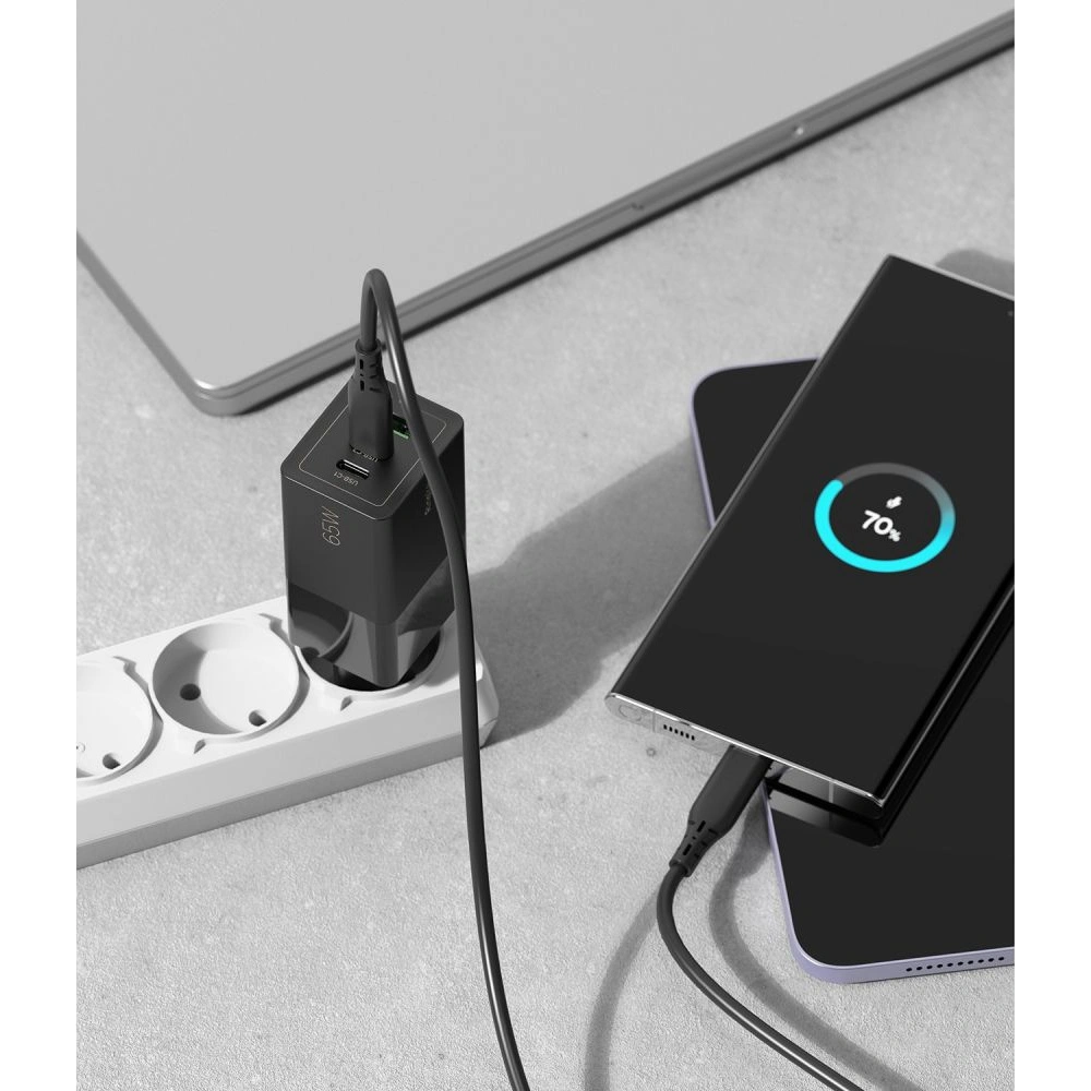 Hurtownia GSM - Síťová nabíječka Ringke Charger GaN 3-port 65W černá - RGK1641BLK - {ean13} - Hurt