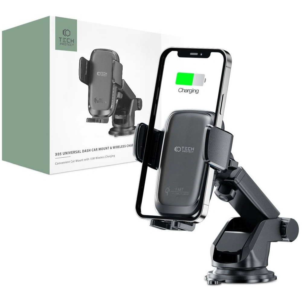 Hurtownia GSM - Upevnění do auta Tech-Protect X05 Dashboard Car Mount Wireless Charger 15W Black - THP1242BLK - {ean13} - Hurt