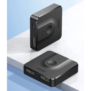 Hurtownia GSM - Rozdzielacz sygnału UGREEN CM430 2x DisplayPort (wejście) do 1x DisplayPort (wyjście) przełącznik 4K/1080p czarny - UGR1374BLK - {ean13} - Hurt