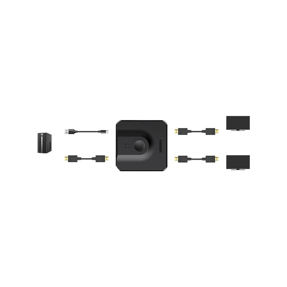 Hurtownia GSM - Rozdělovač signálu UGREEN CM430 2x DisplayPort (vstup) na 1x DisplayPort (výstup) přepínač 4K/1080p černý - UGR1374BLK - {ean13} - Hurt
