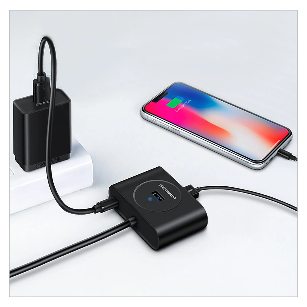 Hurtownia GSM - HUB UGREEN CR113 USB - 4 x USB 3.0 25m czarny - UGR1376BLK - {ean13} - Hurt