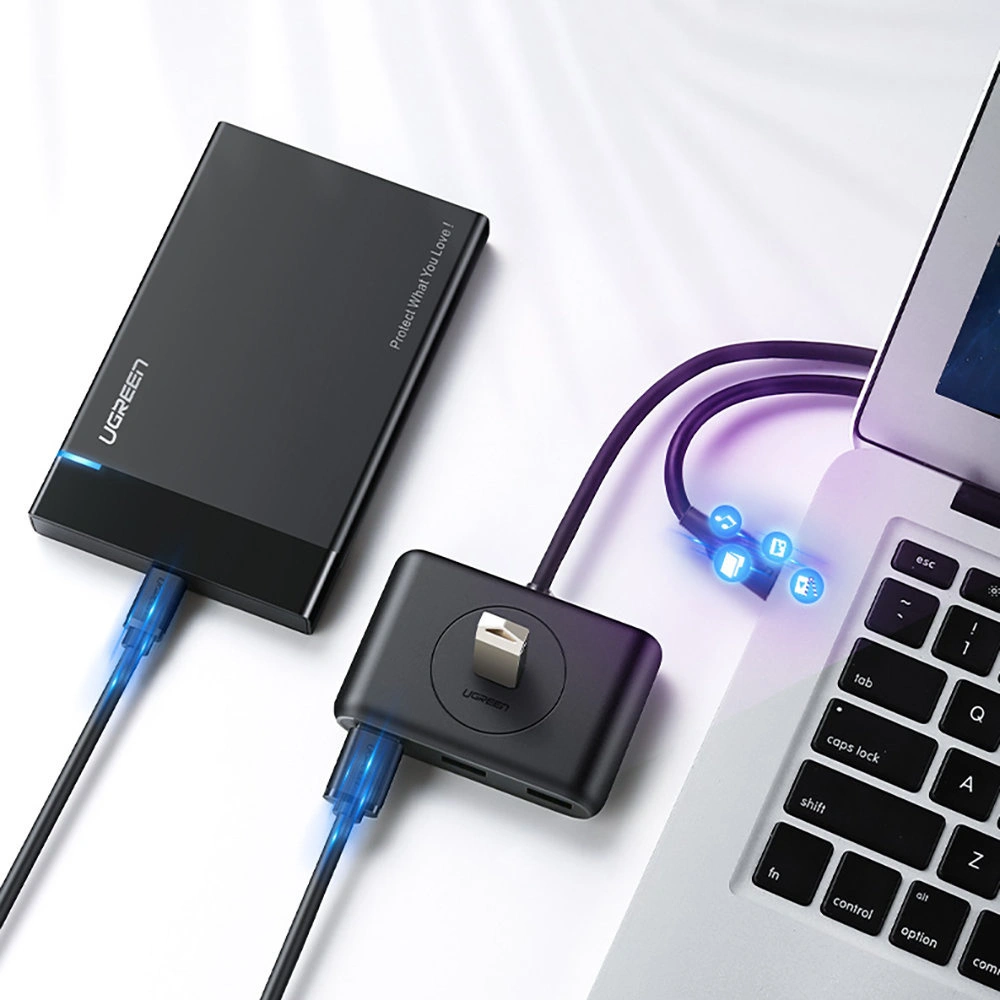 Hurtownia GSM - HUB UGREEN CR113 USB - 4 x USB 3.0 25m czarny - UGR1376BLK - {ean13} - Hurt