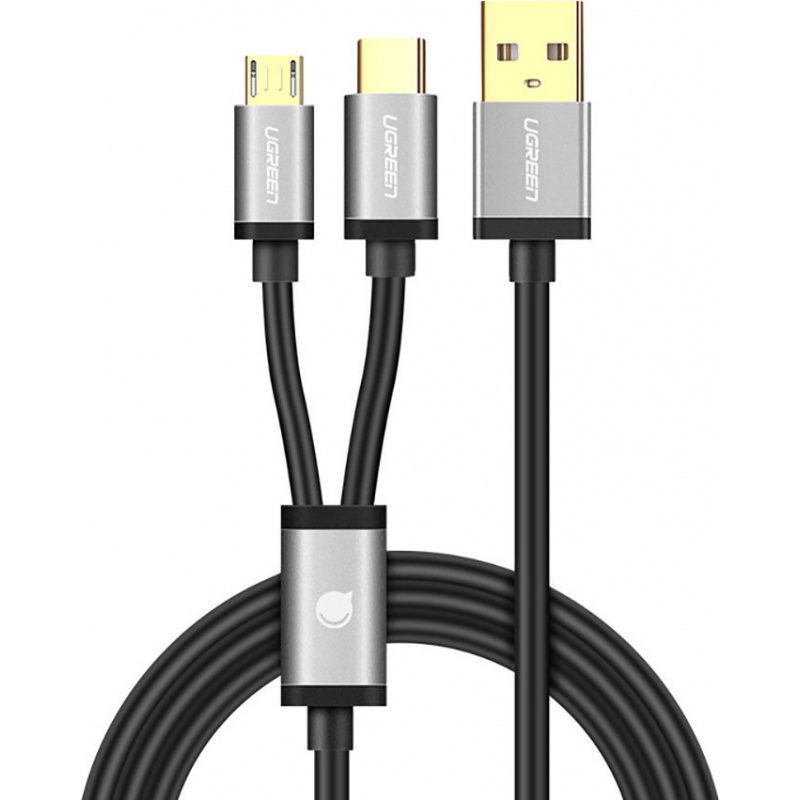 Hurtownia Ugreen - 6957303843510 - UGR1379BLK - Kabel UGREEN US196 USB - USB-C + microUSB 1m czarny - B2B homescreen