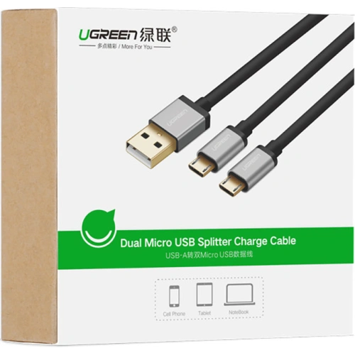 Kabel UGREEN US196 USB - USB-C + microUSB 1m czarny