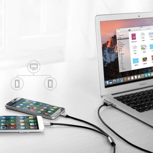 Hurtownia GSM - Kabel UGREEN US196 USB - USB-C + microUSB 1m czarny - UGR1379BLK - {ean13} - Hurt