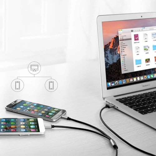 Kabel UGREEN US196 USB - USB-C + microUSB 1m czarny