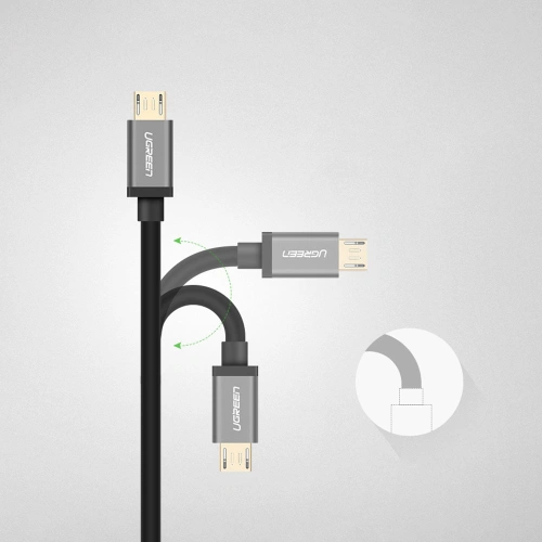 Kabel UGREEN US196 USB - USB-C + microUSB 1m czarny