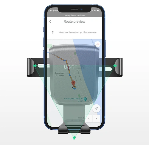 Uchwyt samochodowy UGREEN LP200 grawitacyjny do telefonu na deskę rozdzielczą czarny