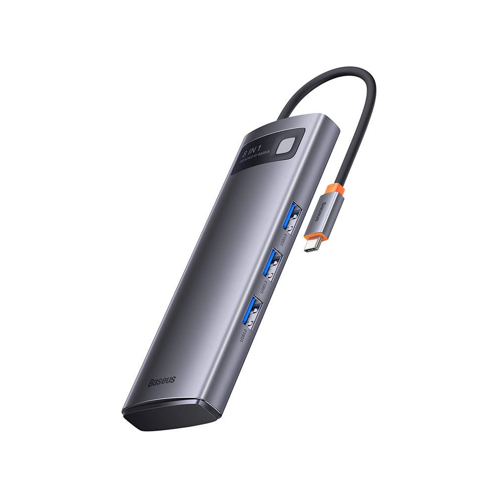 Hurtownia GSM - Hub 8w1 Baseus Metal Gleam Series USB-C - 3x USB 3.0 + 2x HDMI + USB-C PD + microSD/SD - BSU3490 - {ean13} - Hurt