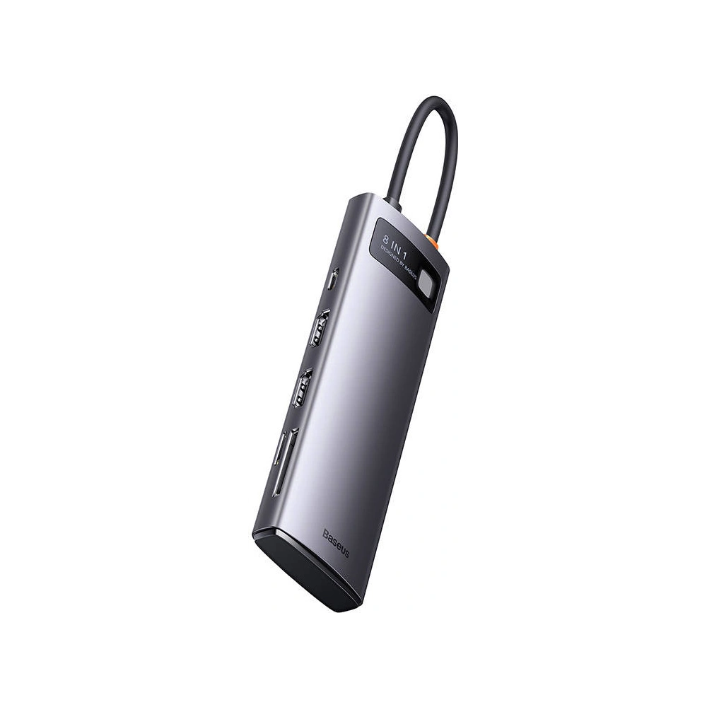 Hurtownia GSM - Hub 8w1 Baseus Metal Gleam Series USB-C - 3x USB 3.0 + 2x HDMI + USB-C PD + microSD/SD - BSU3490 - {ean13} - Hurt