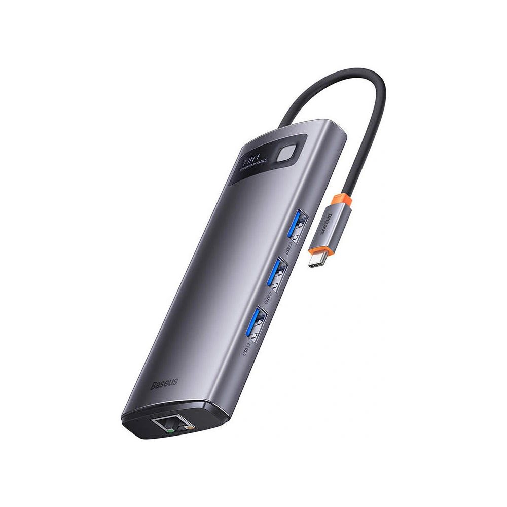 Hurtownia GSM - Hub 7v1 Baseus Metal Gleam Series USB-C - 3x USB 3.0 + HDMI + USB-C PD + VGA + Ethernet RJ45 - BSU3492 - {ean13} - Hurt