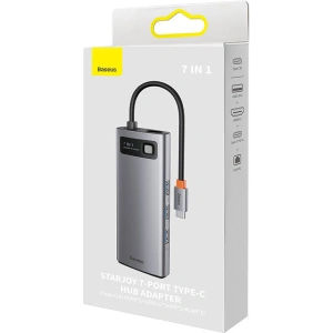 Hub 7w1 Baseus Metal Gleam Series USB-C - 3x USB 3.0 + HDMI + USB-C PD + VGA + Ethernet RJ45