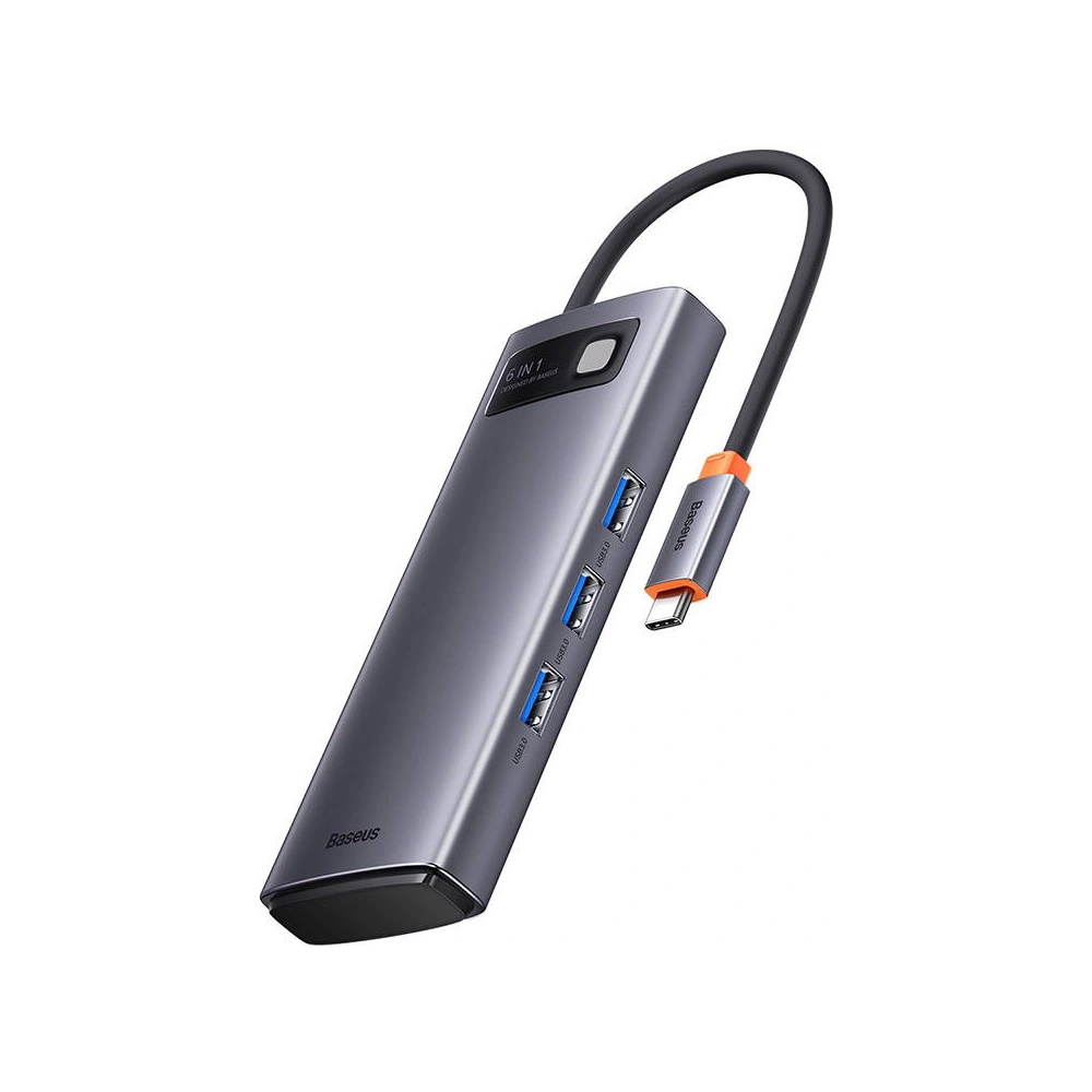 Hurtownia GSM - Hub 6w1 Baseus Metal Gleam Series USB-C - 3x USB 3.0 + USB-C PD + microSD/SD - BSU3493 - {ean13} - Hurt