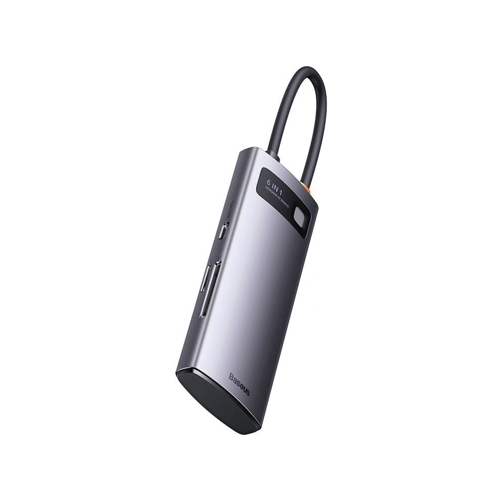 Hurtownia GSM - Hub 6w1 Baseus Metal Gleam Series USB-C - 3x USB 3.0 + USB-C PD + microSD/SD - BSU3493 - {ean13} - Hurt