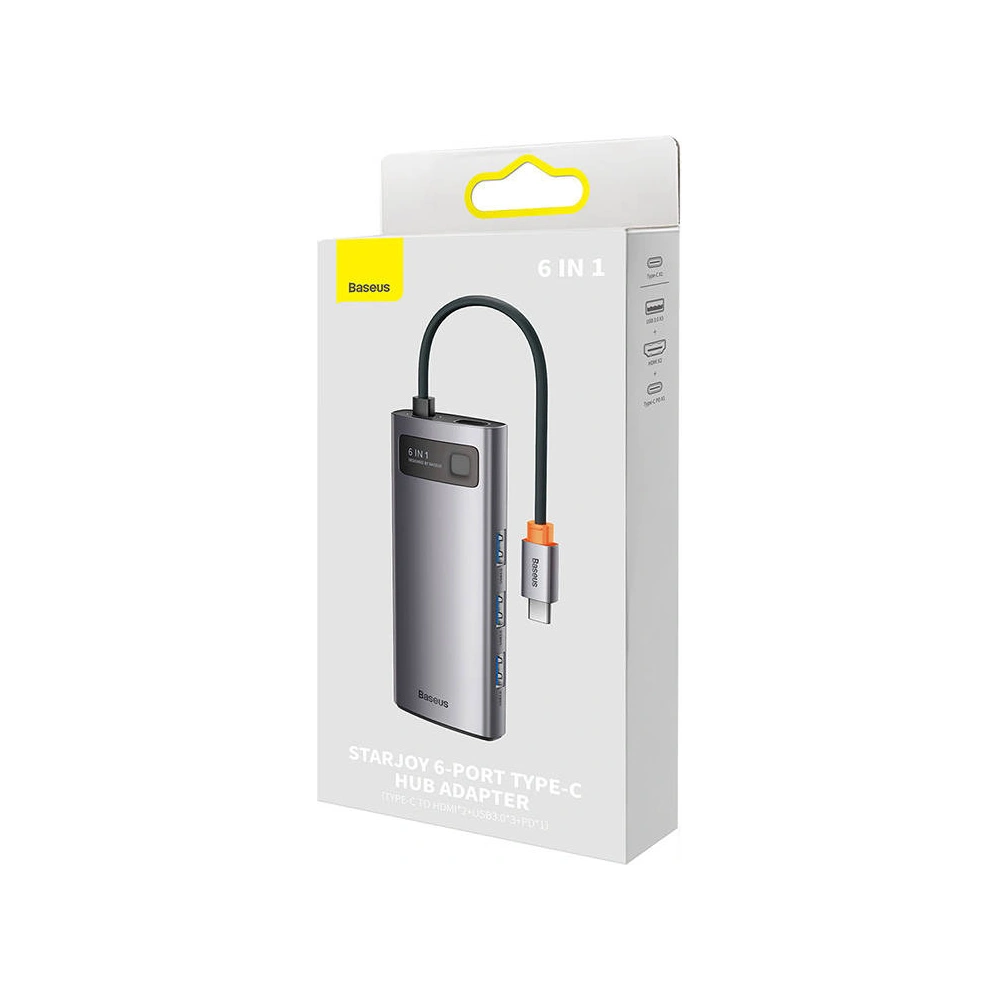 Hurtownia GSM - Hub 6v1 Baseus Metal Gleam Series USB-C - 3x USB 3.0 + 2x HDMI + USB-C PD - BSU3494 - {ean13} - Hurt